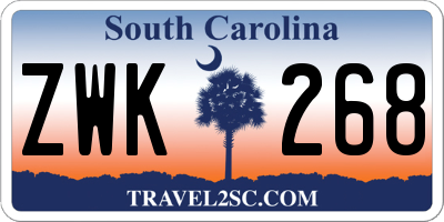 SC license plate ZWK268