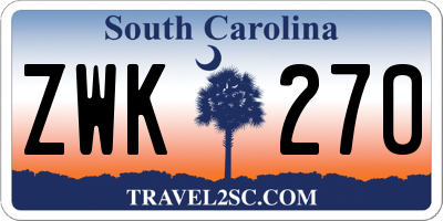 SC license plate ZWK270