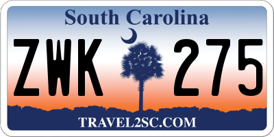 SC license plate ZWK275