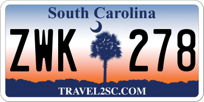 SC license plate ZWK278