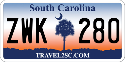 SC license plate ZWK280