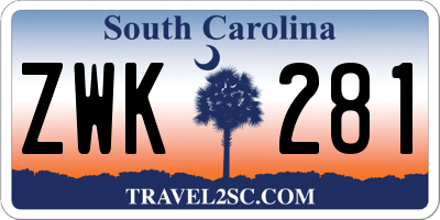 SC license plate ZWK281