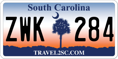 SC license plate ZWK284