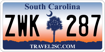 SC license plate ZWK287