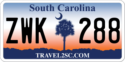 SC license plate ZWK288