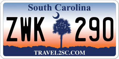 SC license plate ZWK290