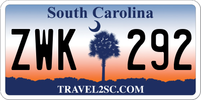 SC license plate ZWK292