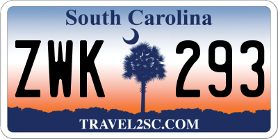 SC license plate ZWK293