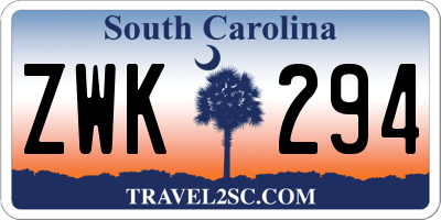 SC license plate ZWK294