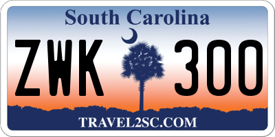 SC license plate ZWK300