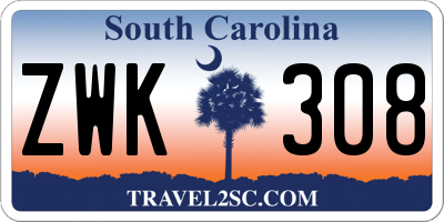 SC license plate ZWK308