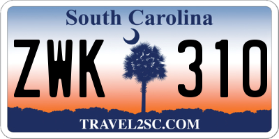 SC license plate ZWK310