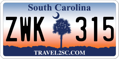 SC license plate ZWK315
