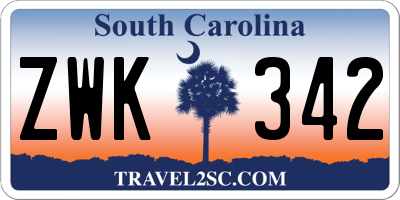 SC license plate ZWK342