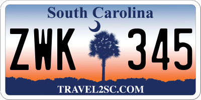 SC license plate ZWK345