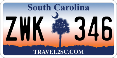 SC license plate ZWK346