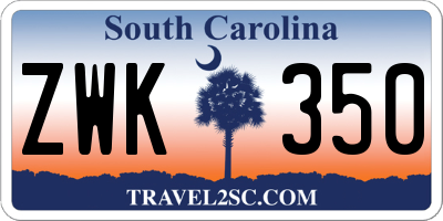 SC license plate ZWK350