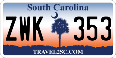 SC license plate ZWK353