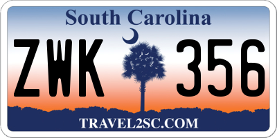 SC license plate ZWK356