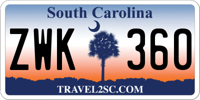 SC license plate ZWK360