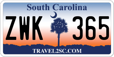 SC license plate ZWK365