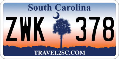 SC license plate ZWK378