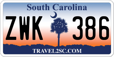 SC license plate ZWK386