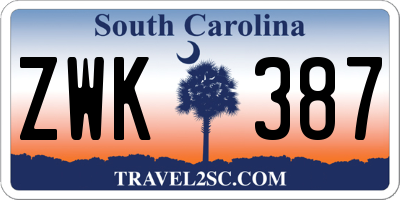 SC license plate ZWK387