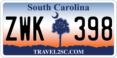SC license plate ZWK398