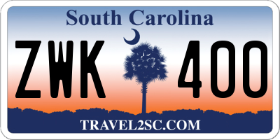 SC license plate ZWK400