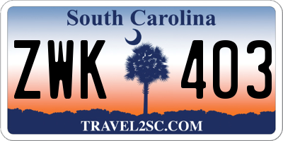 SC license plate ZWK403