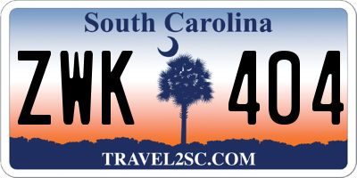 SC license plate ZWK404