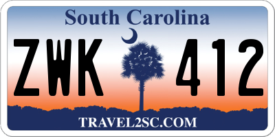 SC license plate ZWK412