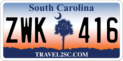 SC license plate ZWK416