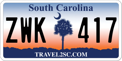 SC license plate ZWK417