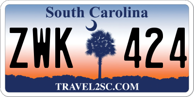 SC license plate ZWK424