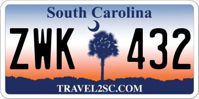 SC license plate ZWK432