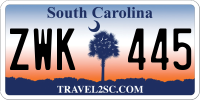 SC license plate ZWK445