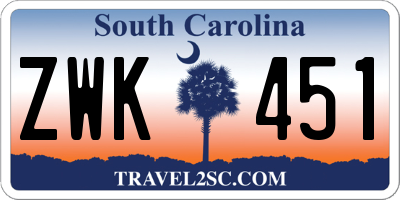 SC license plate ZWK451