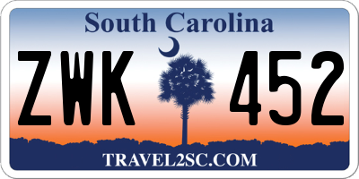 SC license plate ZWK452