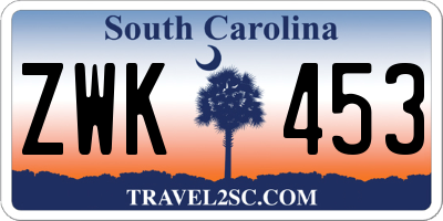 SC license plate ZWK453