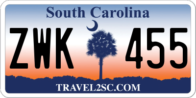 SC license plate ZWK455