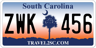 SC license plate ZWK456