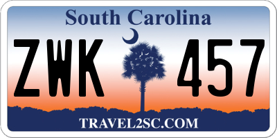 SC license plate ZWK457