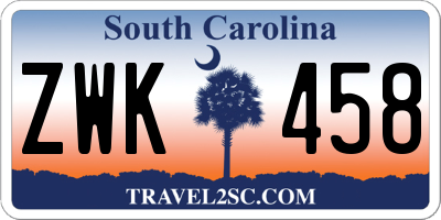 SC license plate ZWK458