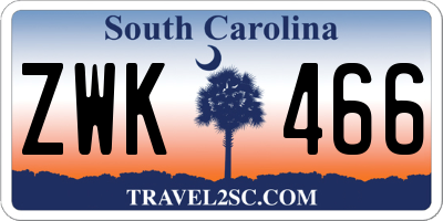 SC license plate ZWK466