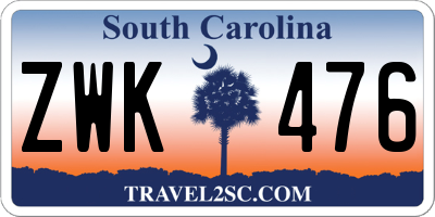 SC license plate ZWK476
