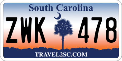 SC license plate ZWK478
