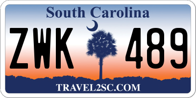 SC license plate ZWK489