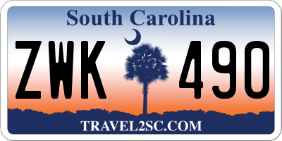 SC license plate ZWK490